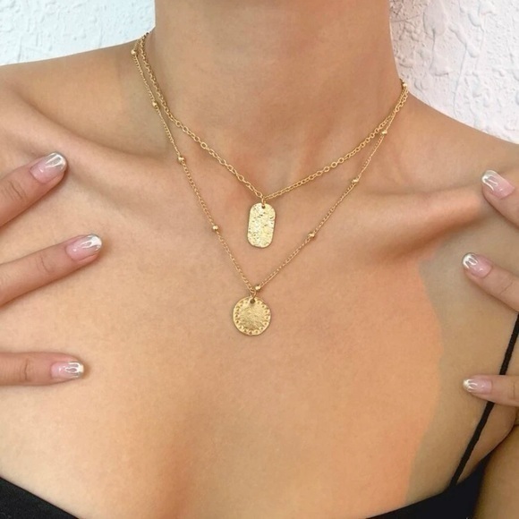 Gold Layered Tag and Coin Choker Necklace - Picture 1 of 2